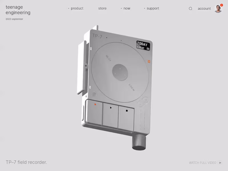 Cover image for TP-7 field recorder - website concept