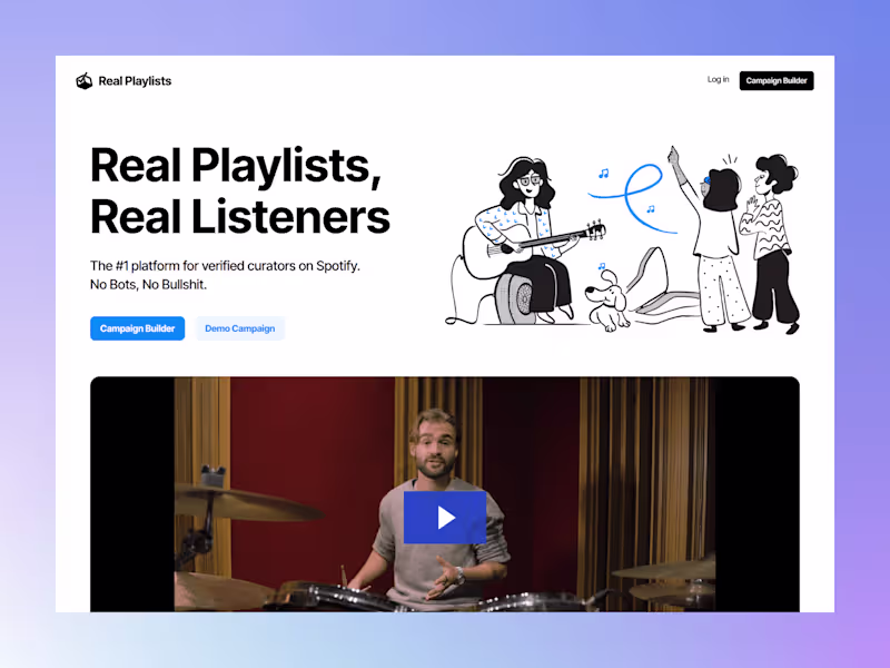 Cover image for Landing Page Development for Real Playlist