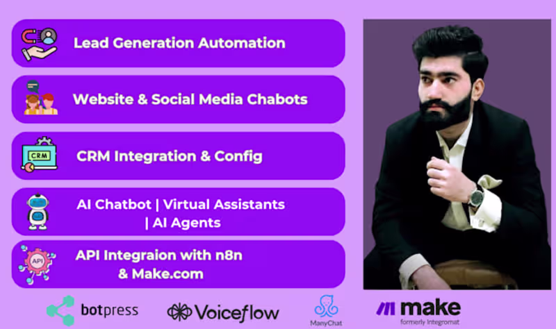 Cover image for I will build custom ai chatbot in voiceflow, botpress, manychat