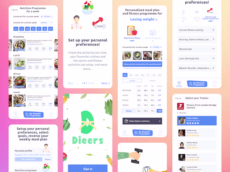 Cover image for Dieers - 💪 Fitness and Health | Mobile App | Ui/Ux Startup