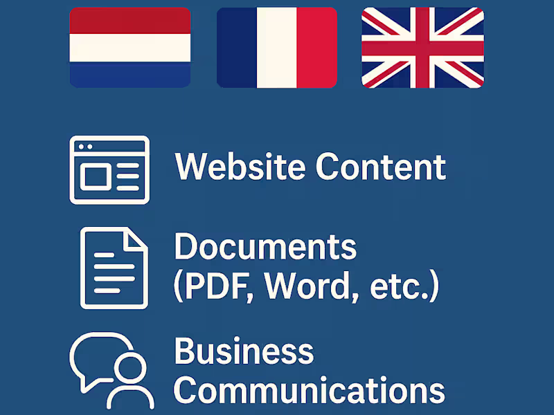 Cover image for Professional Translation – English, French & Dutch