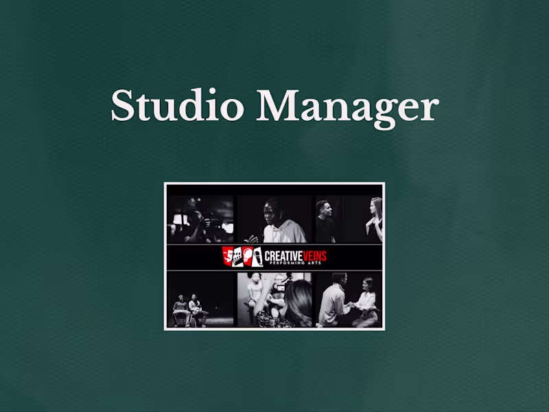 Cover image for Studio Manager | Creative Veins Performing Arts
