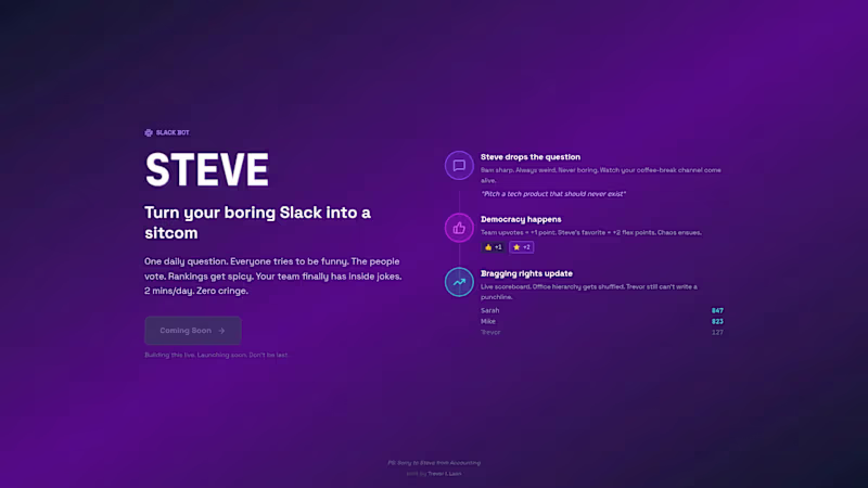 Cover image for Turn your boring Slack into a sitcom One daily question. Eve...