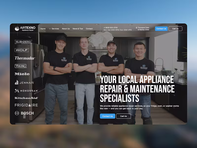 Cover image for Website Design for AirTexno Appliance Repair Service