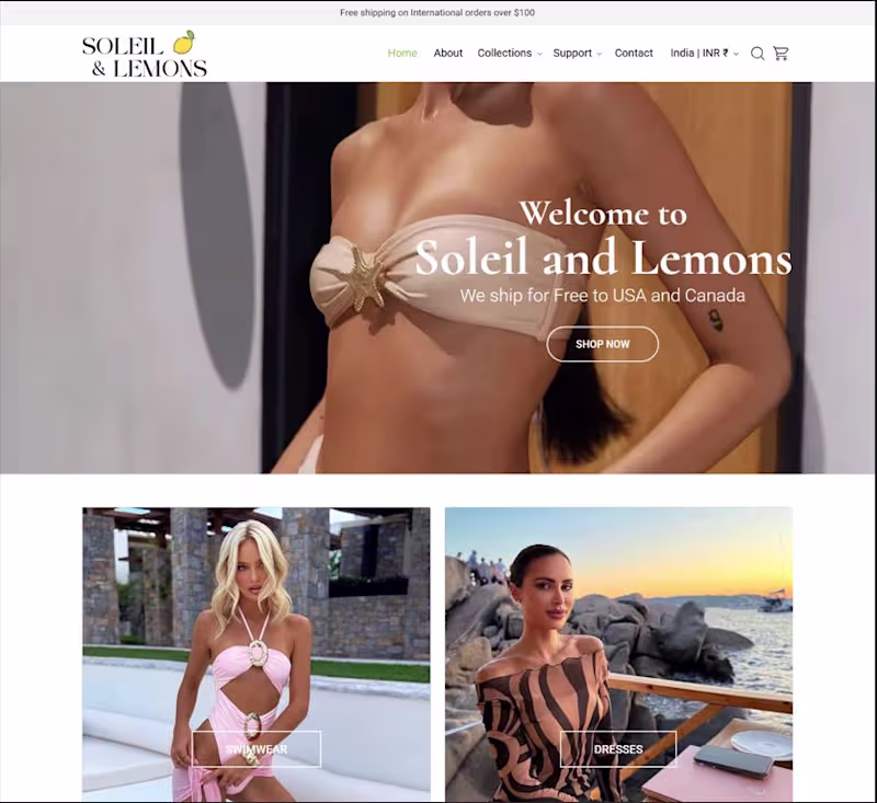 Cover image for Soleil & Lemons E-Commerce Website Design