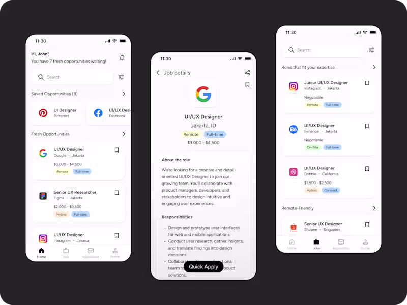 Cover image for Job Finder Mobile App - UI Design Exploration
