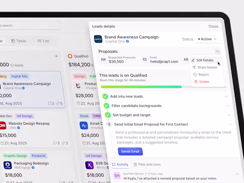 Cover image for Sales Management Dashboard - Kanban View