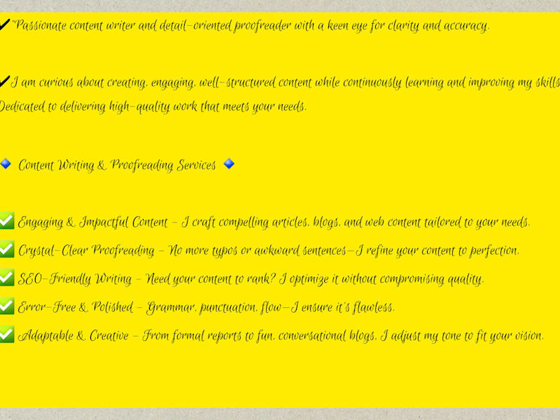 Cover image for Content Writing, Tutoring and Proofreading 