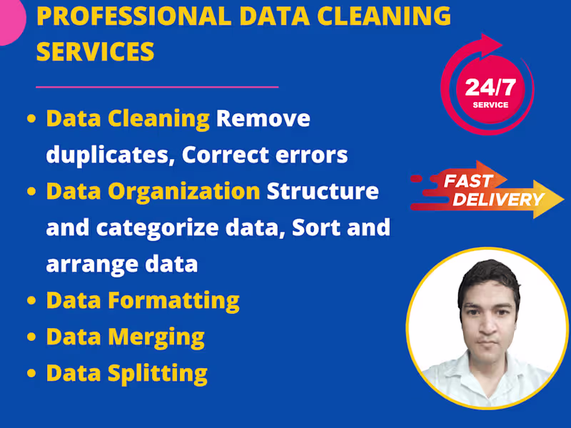 Cover image for I will clean, format, merge, and organize your excel data