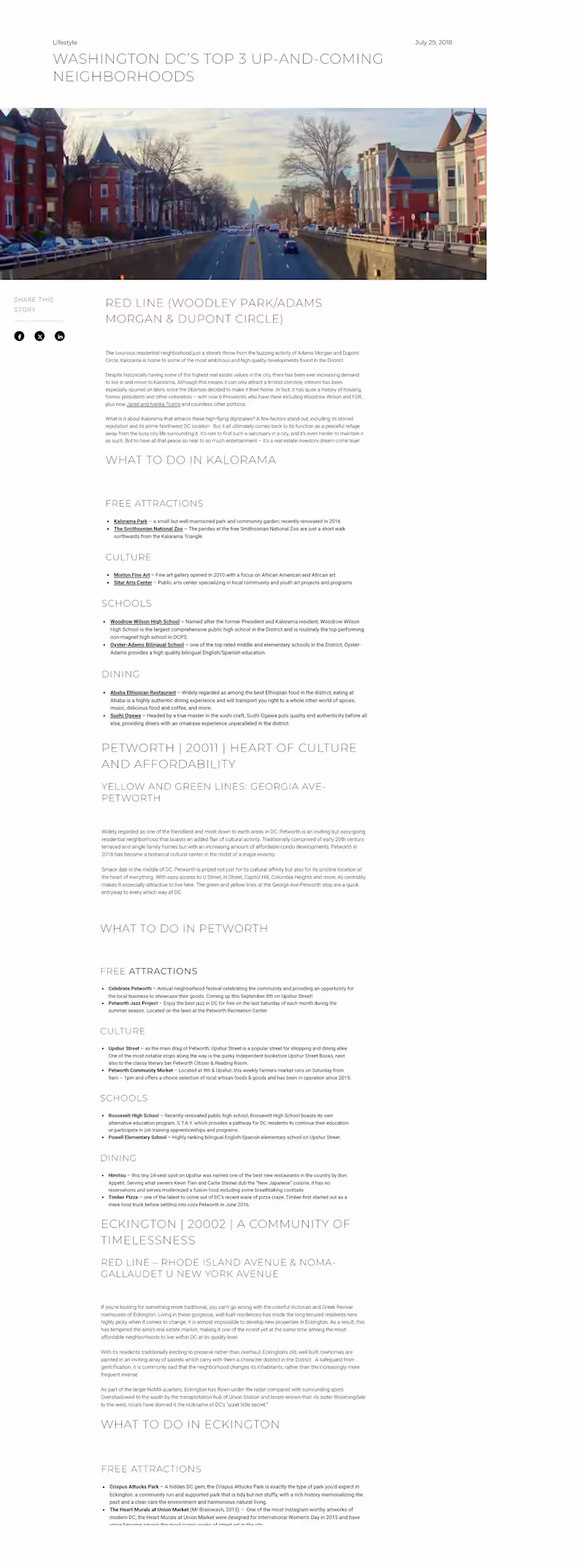 Cover image for Up and Coming Neighbourhoods of Washington DC Blog