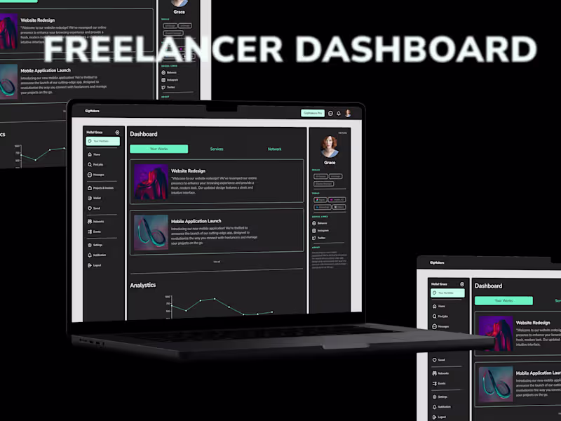 Cover image for Freelanceing Dashboard UI -Behance