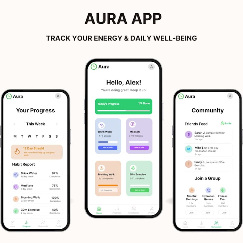Cover image for Aura Health & Wellness App Design