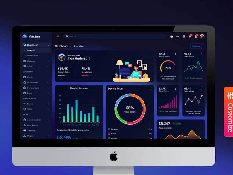 Cover image for Dark Themed Interactive Dashboard
