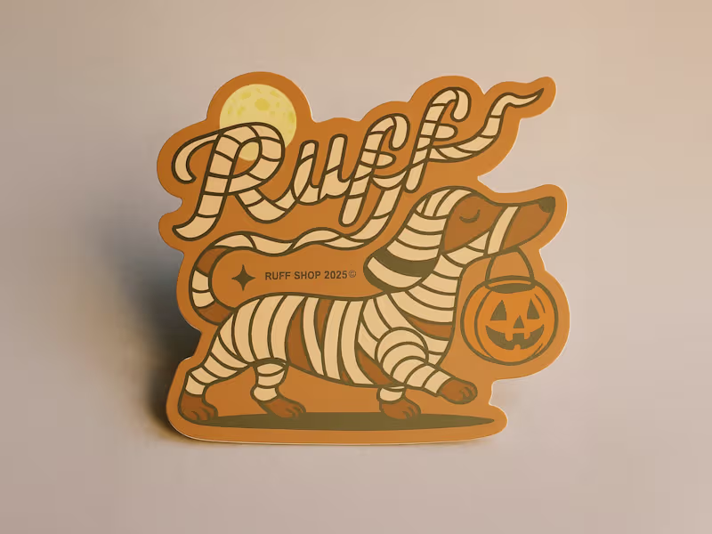 Cover image for Glow in the dark mummy dachshund stickers to celebrate spook...