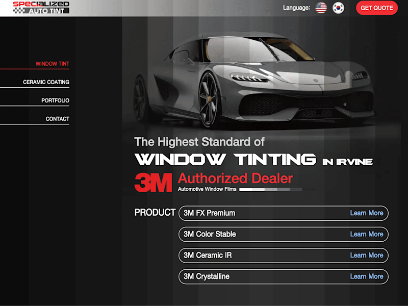Cover image for Auto Tint Shop Custom Website Development