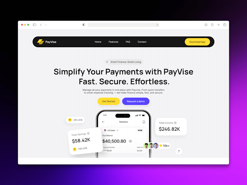 Cover image for PayVise Finance App Landing Page
