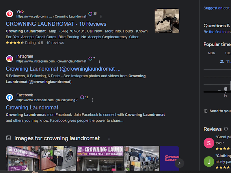 Cover image for Local SEO optimization - Crowning Laundromat NY Google rank #1 