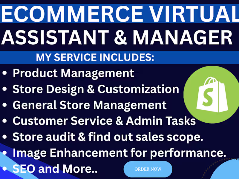 Cover image for I will be your shopify virtual assistant & shopify store manager