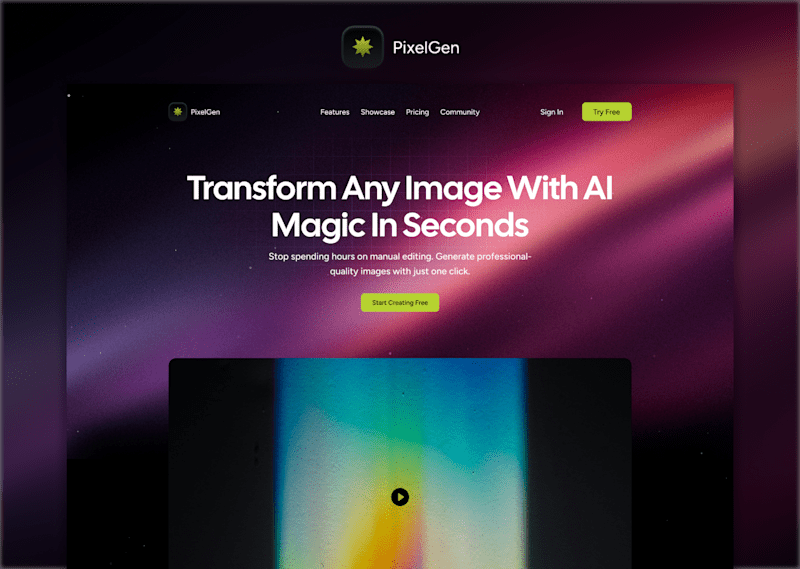 Cover image for PixelGen AI Image Transformation Landing Page Design