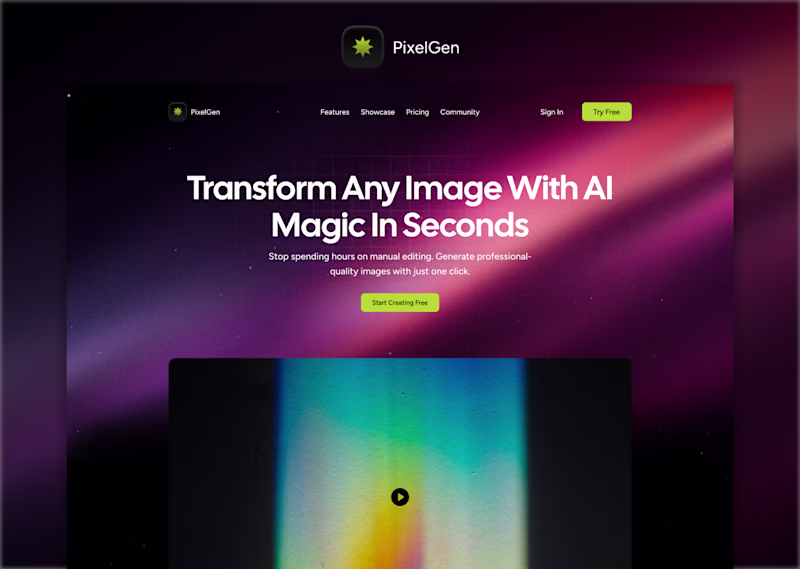 Cover image for PixelGen AI Image Transformation Landing Page Design