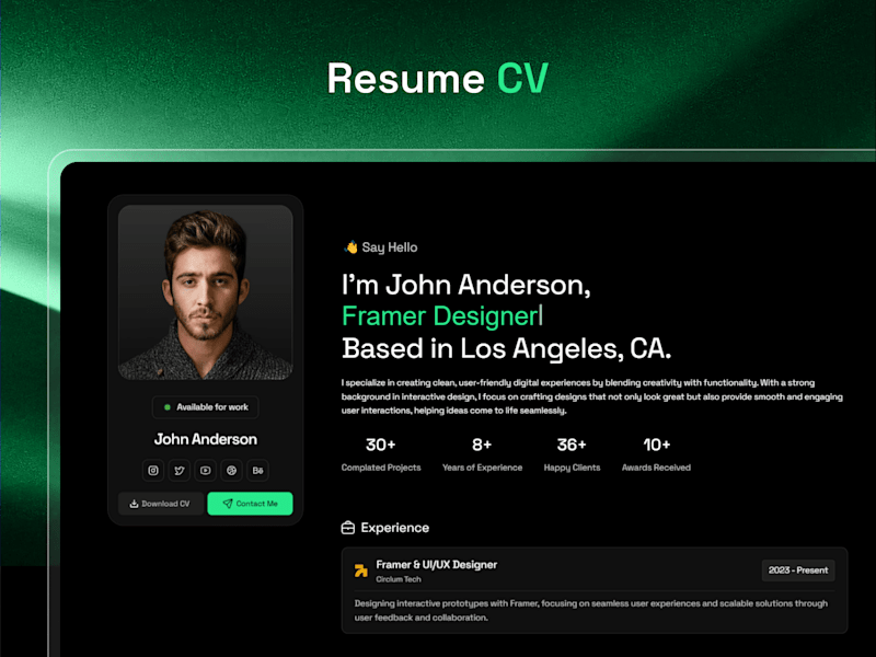 Cover image for ResuMate : Resume & CV Framer Website Template