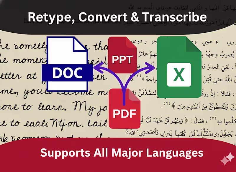 Cover image for PDF & Handwritten Files Converted to Editable Word, Excel