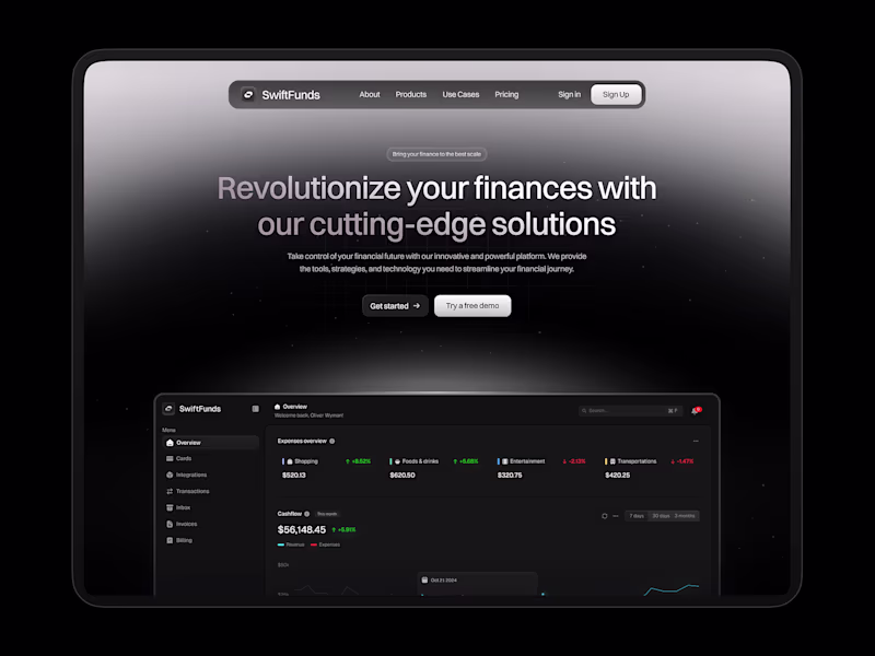Cover image for SwiftFunds Fintech Dashboard