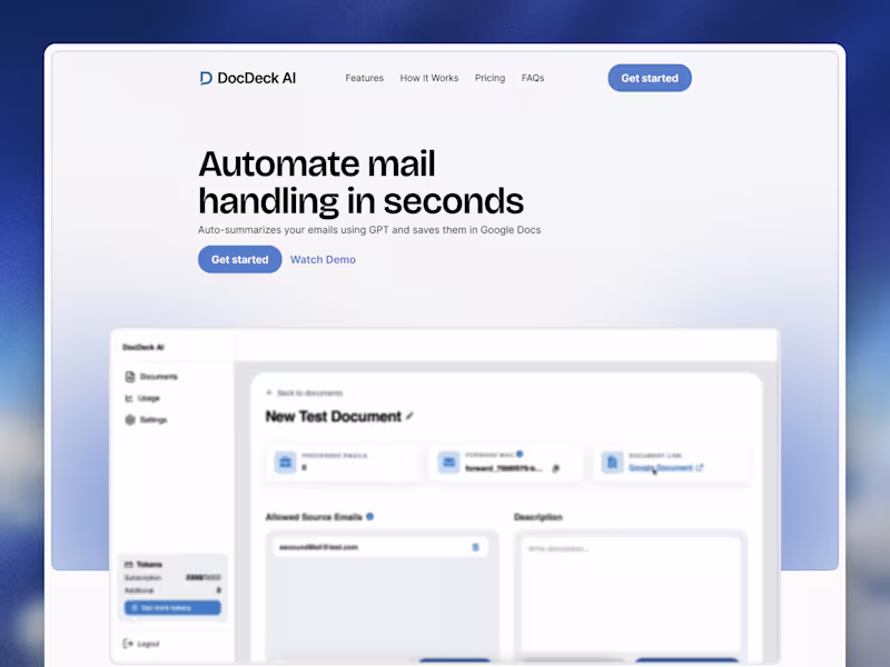 Cover image for DocDeck AI Landing Page Redesign