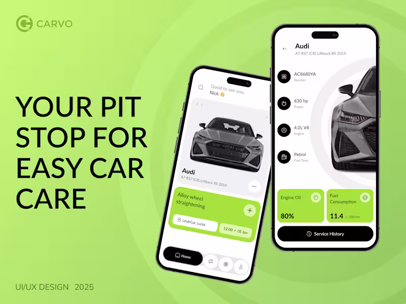 Cover image for Carvo – Auto Service App Concept