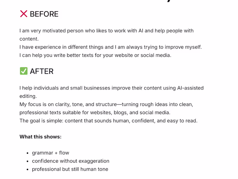 Cover image for AI Text Editing ( Clarity & Professional Tone )