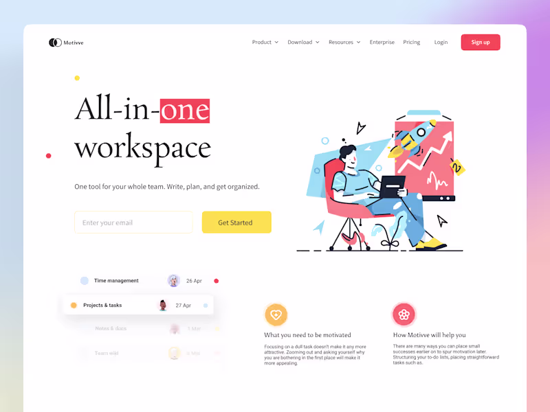 Cover image for Motivee - Landing Page | UI/UX Design