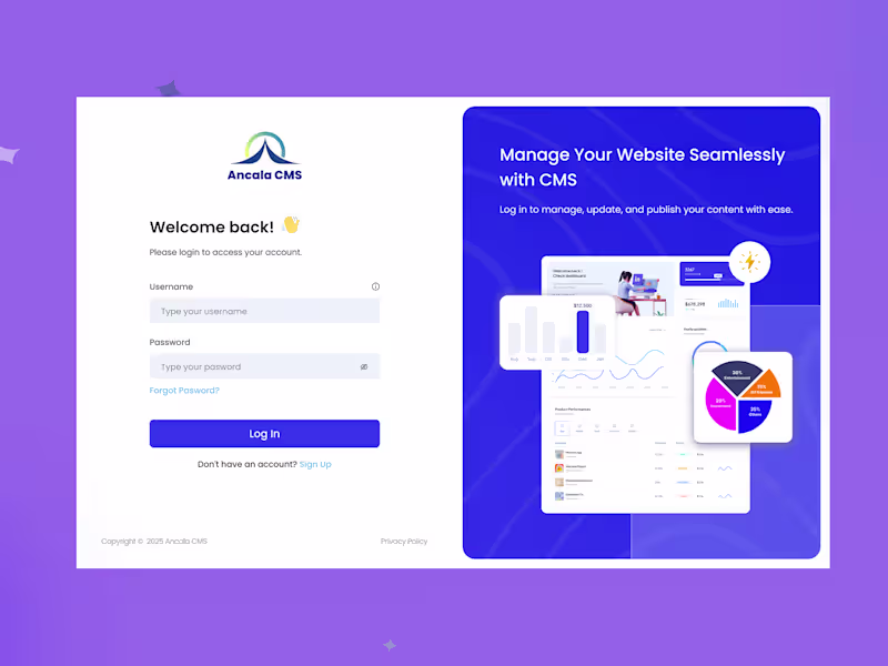 Cover image for Minimalist Login Screen Design for Ancala CMS