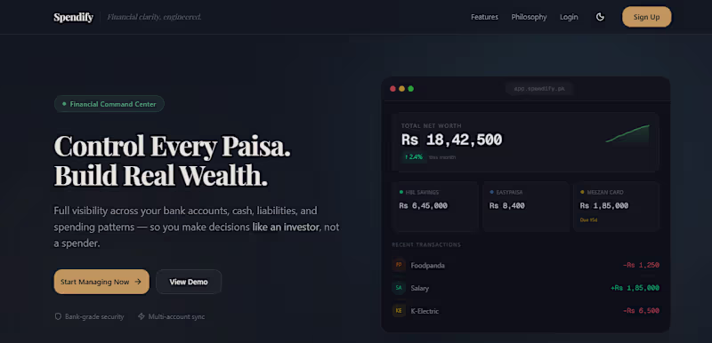 Cover image for Spendify Finance Dashboard Design and Development