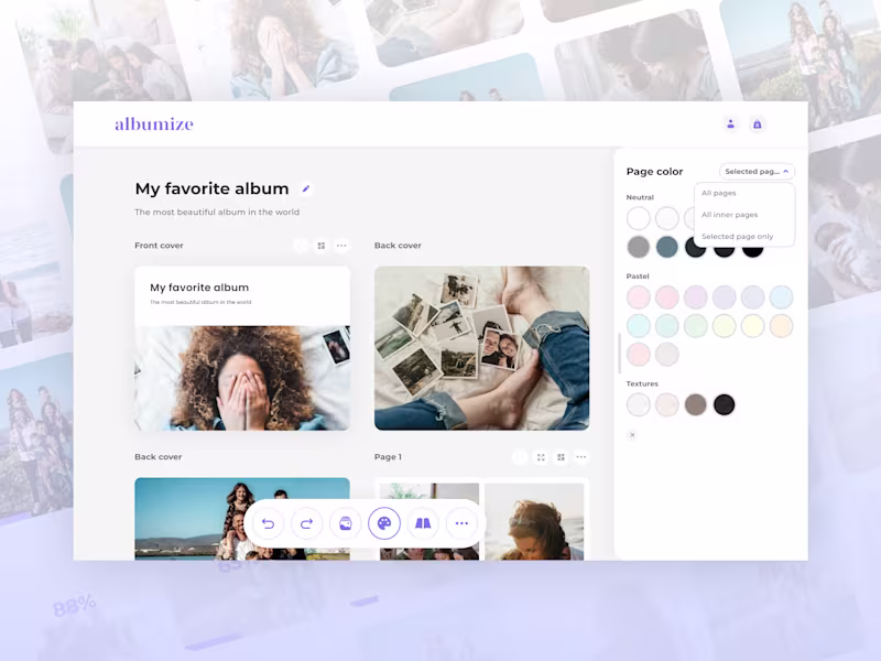 Cover image for UI/UX Design For Custom Photobook Creating Mobile & Web App