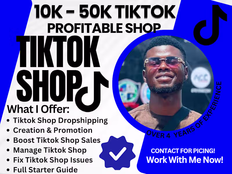 Cover image for tik tok shop setup manager, tiktok dropshipping, tiktok shop ads