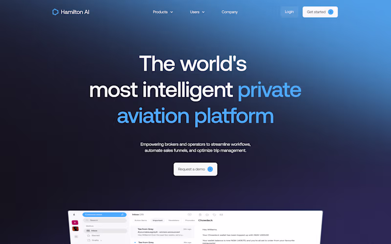 Cover image for Hamilton AI - The World’s Most Intelligent Private Aviation Pla…