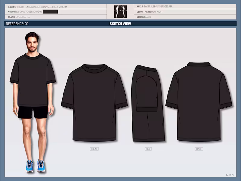 Cover image for Men's Drop Shoulder T-shirt Technical Tech Pack: Behance