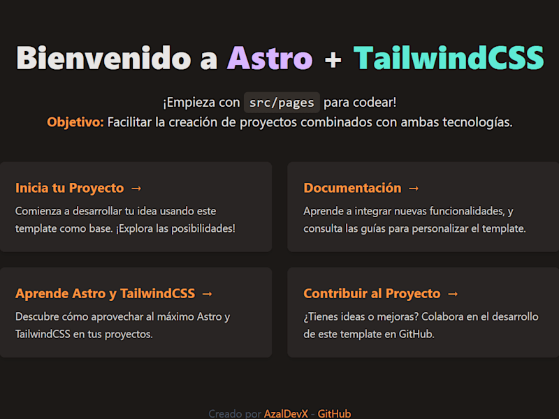 Cover image for Plantilla de Astro y TailwindCSS 