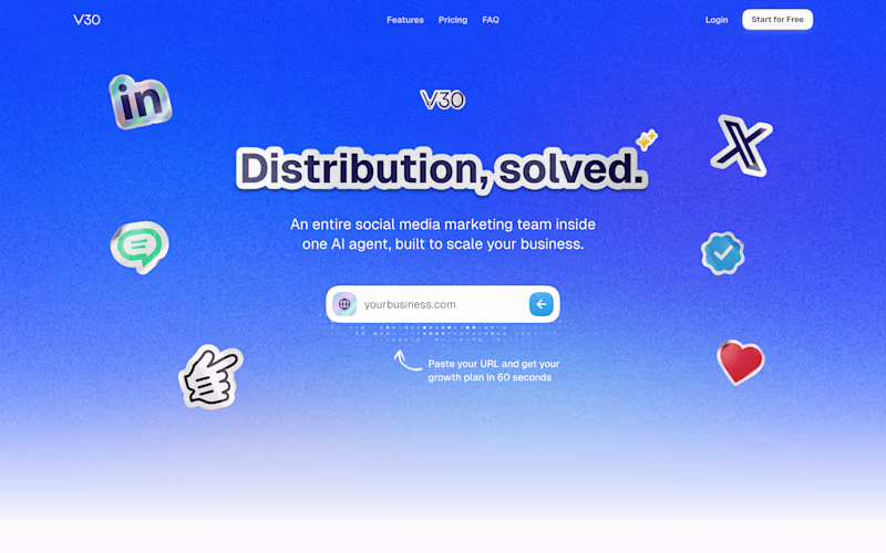 Cover image for V30.ai (https://V30.ai) landing page Hero.