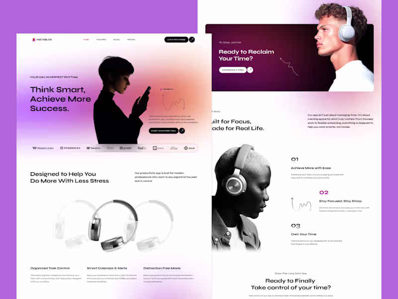 Cover image for Sleek Productivity App Landing Page Design