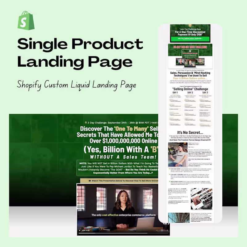Cover image for Single Product Shopify Landing Page