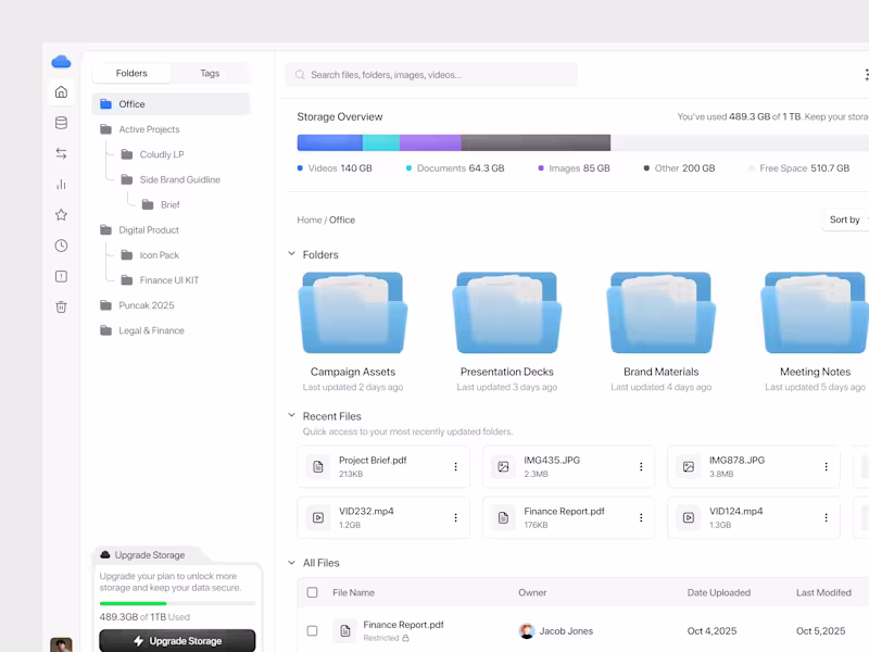 Cover image for Cloud Storage Dashboard