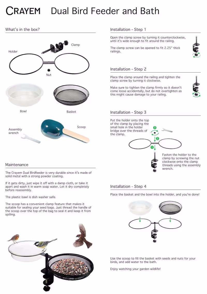 Cover image for Product Setup Guide – Crayem Bird Feeder