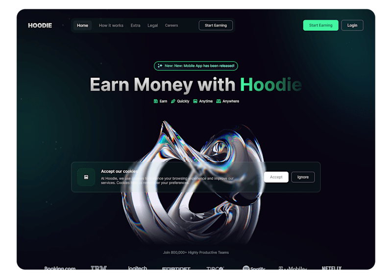 Cover image for Hoodie - A Modern UI for Money Earning Platform