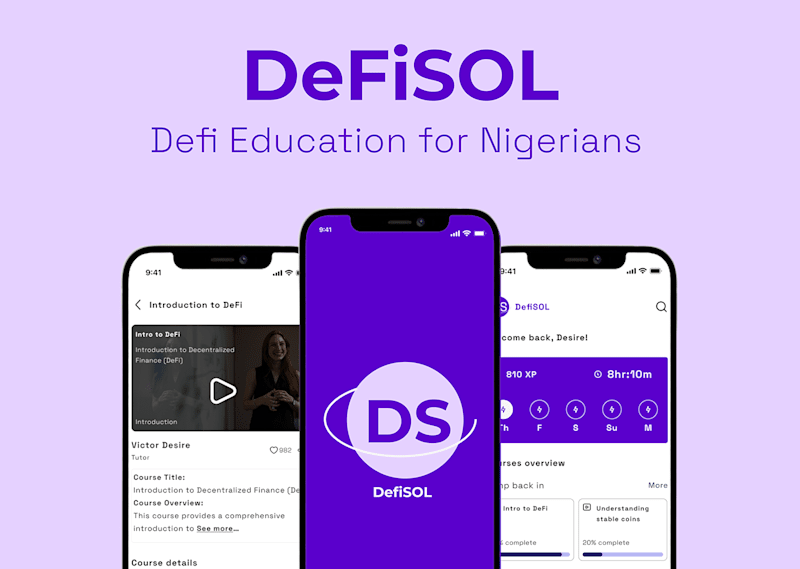 Cover image for DeFiSOL - DeFi Education app for Nigerians :: Behance