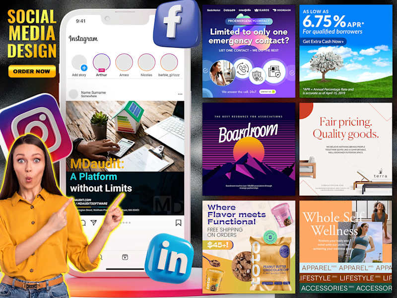 Cover image for Premium quality FB and Instagram post and stories design