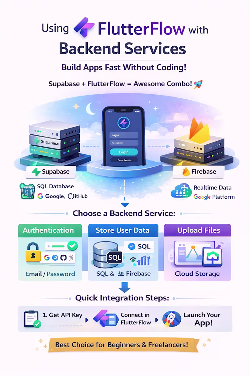 Cover image for FlutterFlow App Development | Firebase | Supabase | API Add