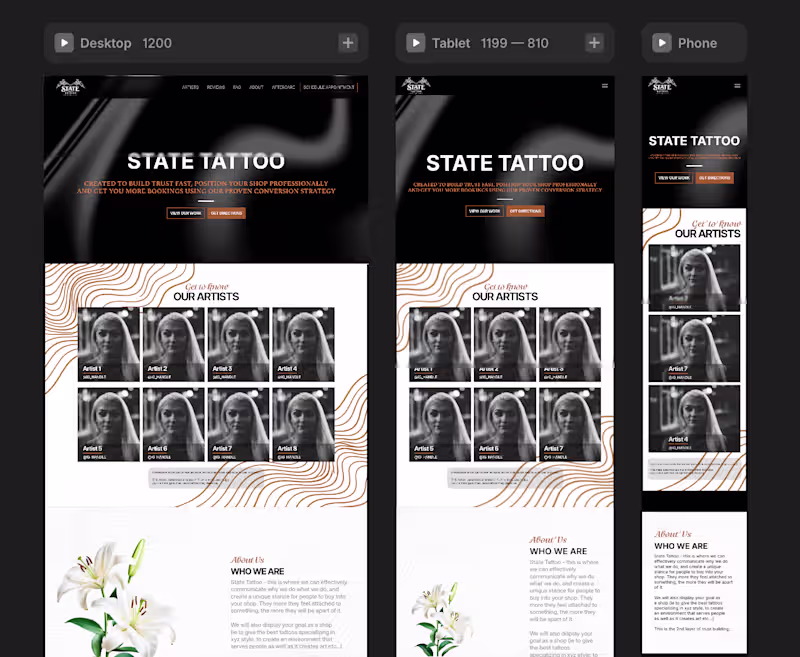 Cover image for Tattoo Shop Modern Web Design