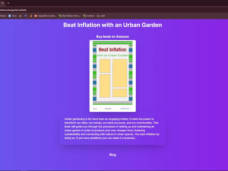 Cover image for Landing page and blog for amazon kindle book