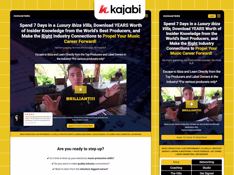 Cover image for Kajabi Sales Page Design for Music Platform